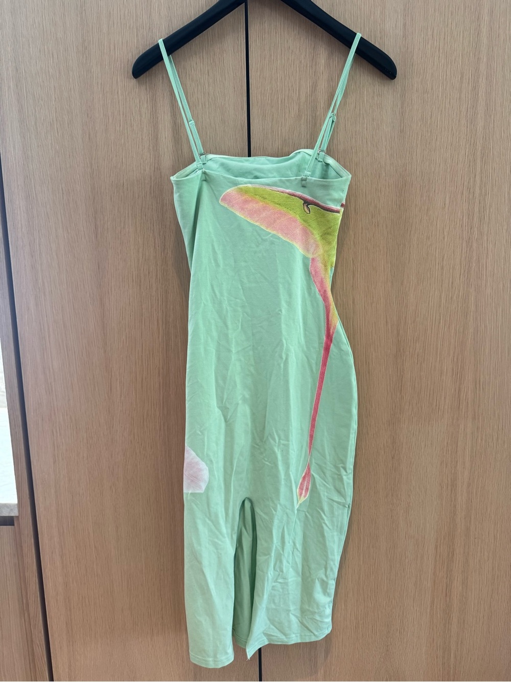 Strapless Mint Green Floral Sheath Dress - Picture 5 of 5